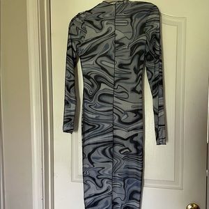 Mesh swirl bodycon dress